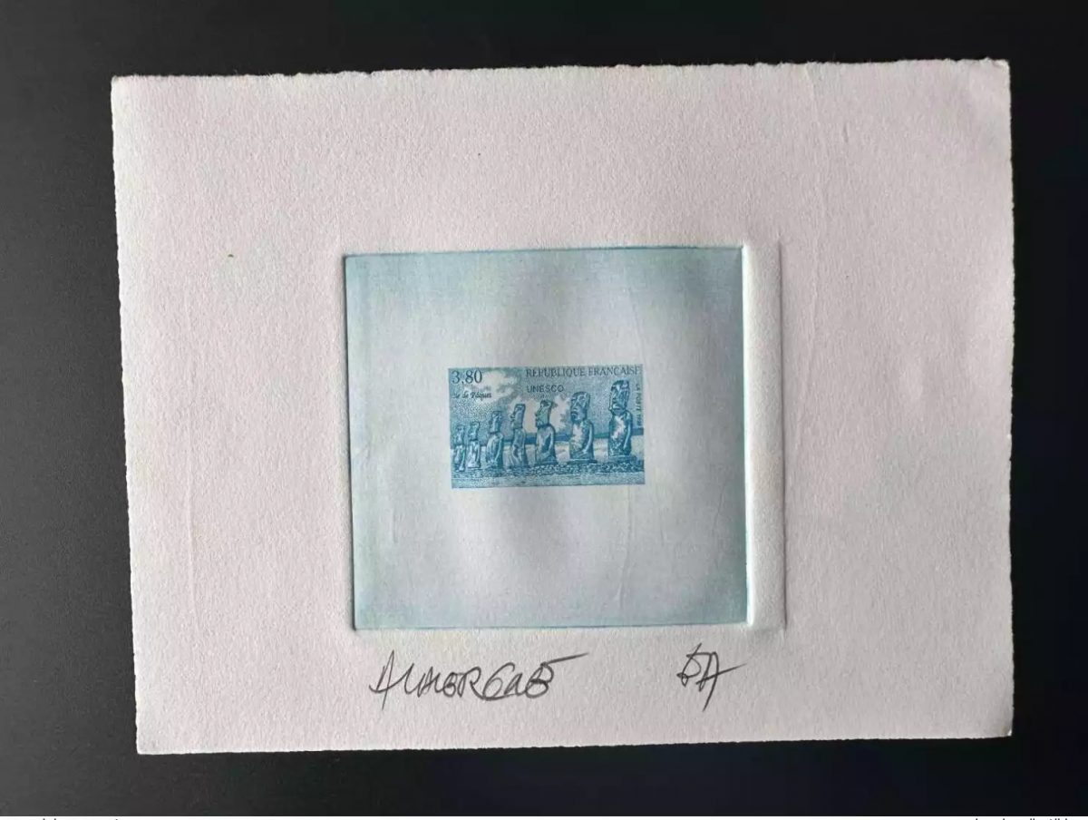 France 1998 YT 119 Service Epreuve d'artiste ETAT UNESCO Patrimoine Ile Pâques