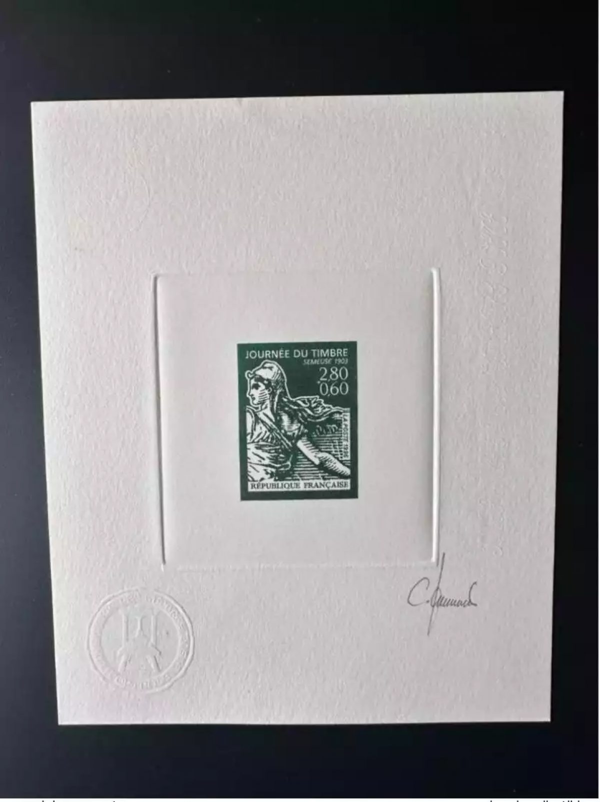 France 1996 YT 2990 Epreuve d'artiste Journée Timbre Stamp Day Semeuse Roty vert