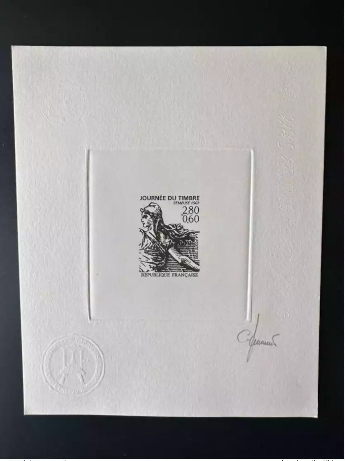 France 1996 YT 2990 Epreuve d'artiste Journée du Timbre Stamp Day 1903 Roty noir