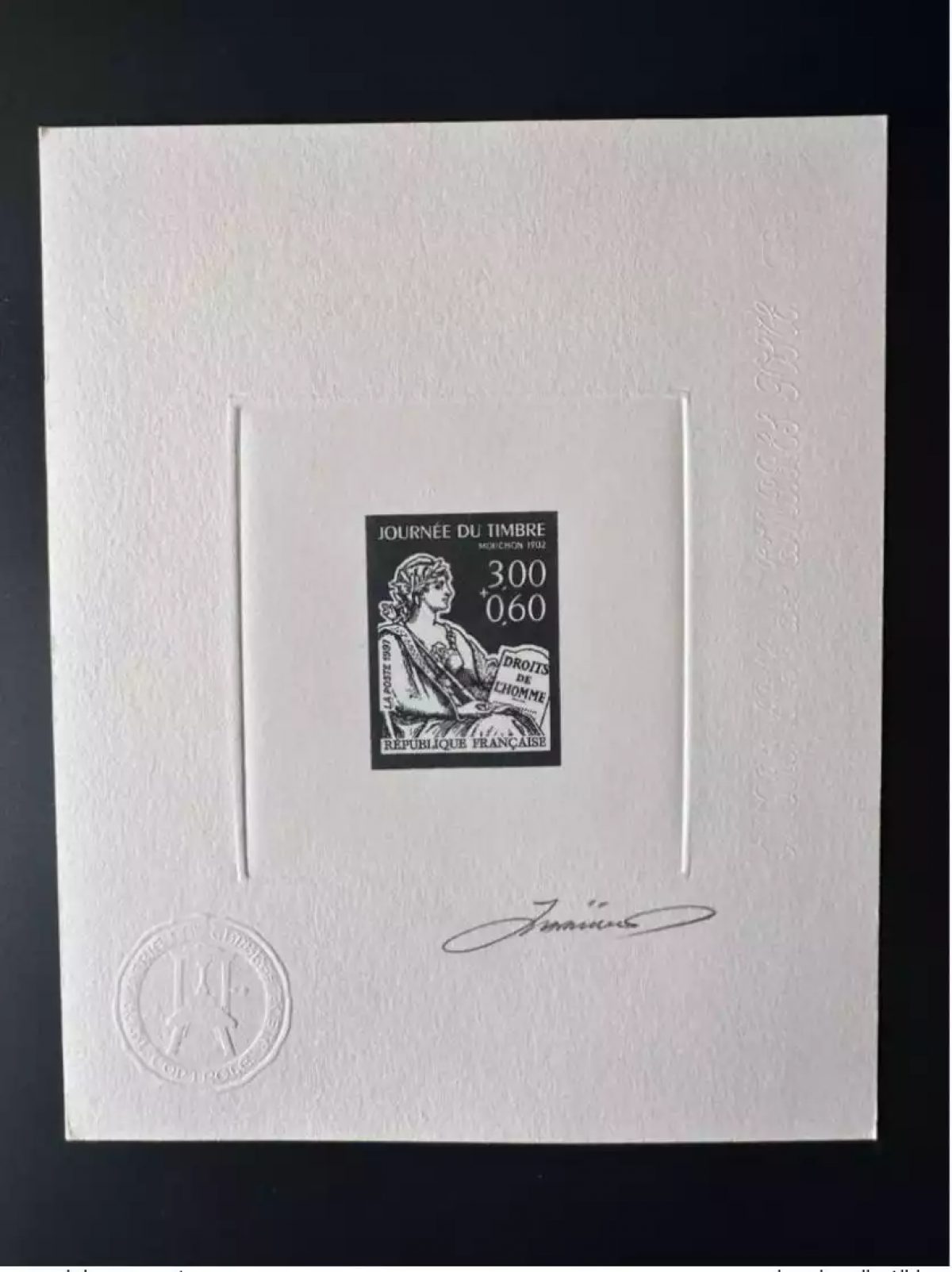 France 1997 YT 3051 Epreuve d'artiste Journée du Timbre Stamp Day Mouchon noir