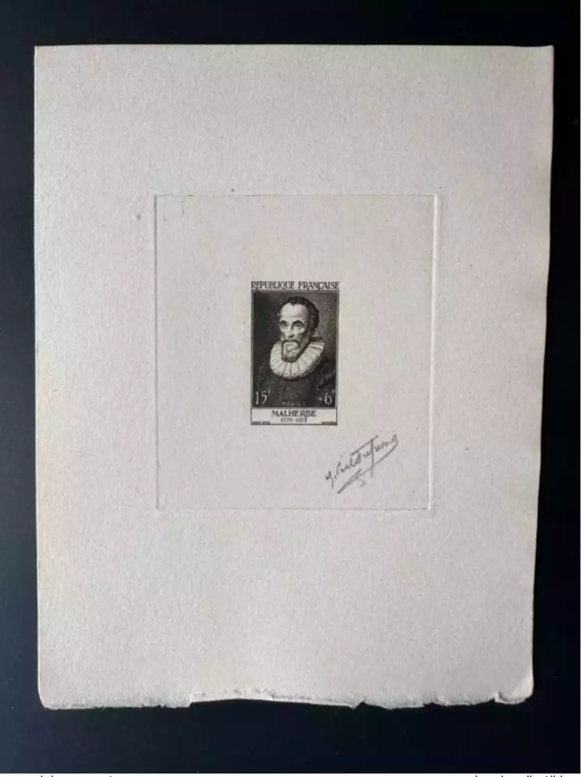 France 1955 YT 1028 Epreuve d'artiste ETAT Malherbes Renoir Spitz Dufresnes