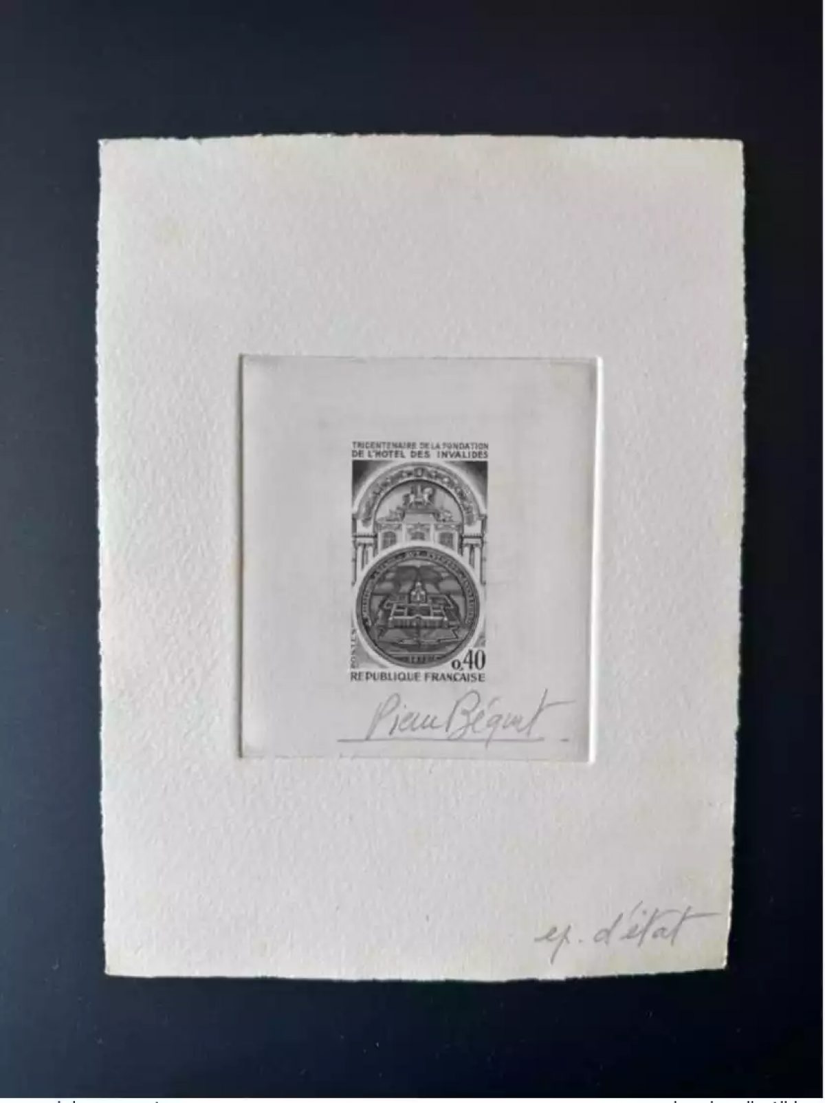 France 1974 YT 1801 Epreuve d'artiste ETAT Fondation de l'Hôtel des Invalides
