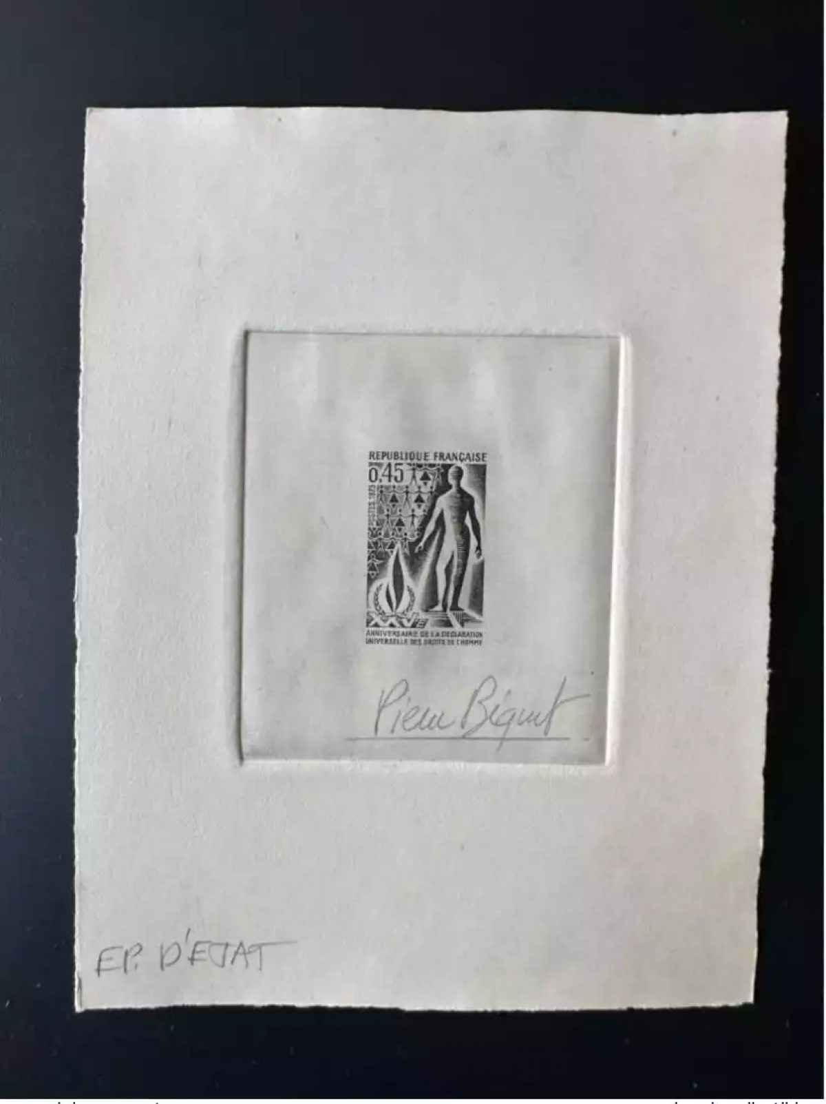 France 1973 YT 1781 Artist's proof STATE Declaration Human Rights