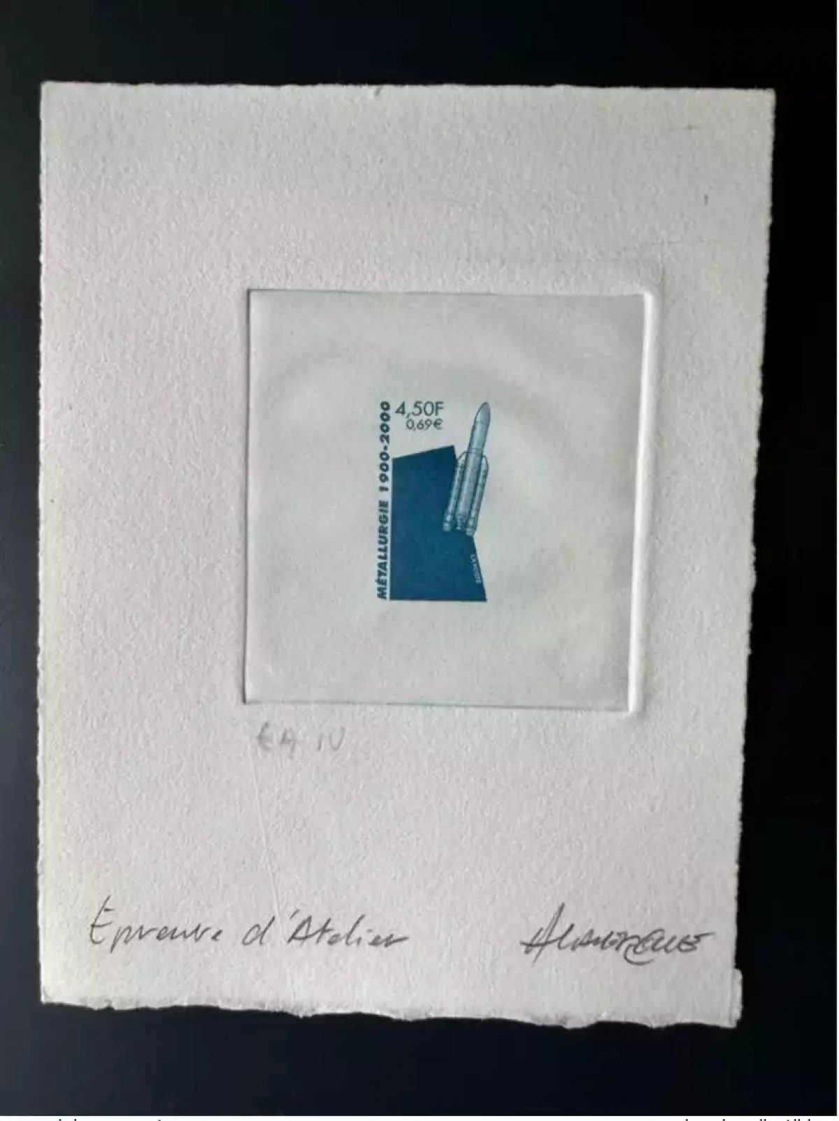 France 2000 YT 3366 Epreuve d'artiste ETAT Métallurgie Fusée Ariane Espace