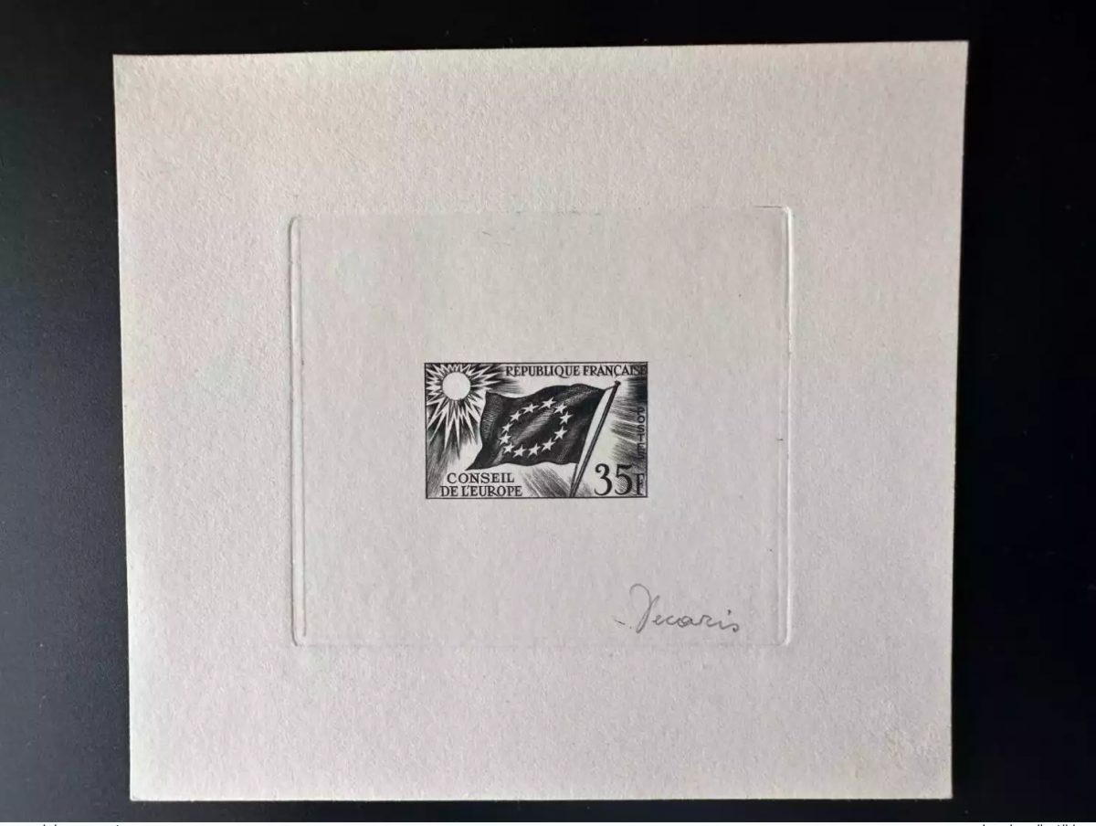 France 1958 - 1959 YT 20 Epreuve d'artiste ETAT Conseil Europe Drapeau Decaris