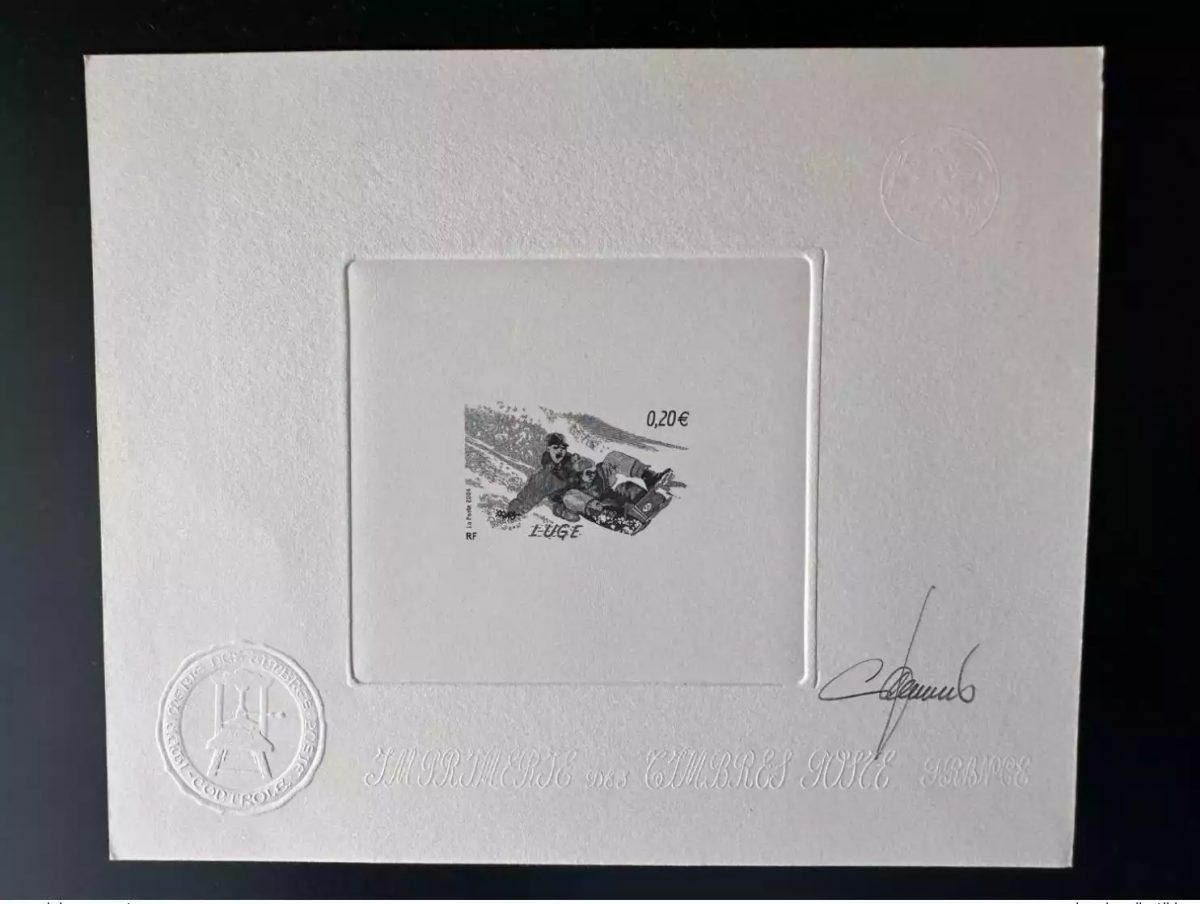 France 2004 YT 3695 Epreuve d'artiste Proof luge Schlitten sled série Jeunesse