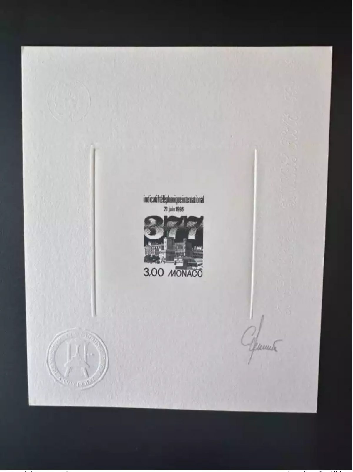 Monaco 1996 YT 2049 Artist's proof International telephone code 377
