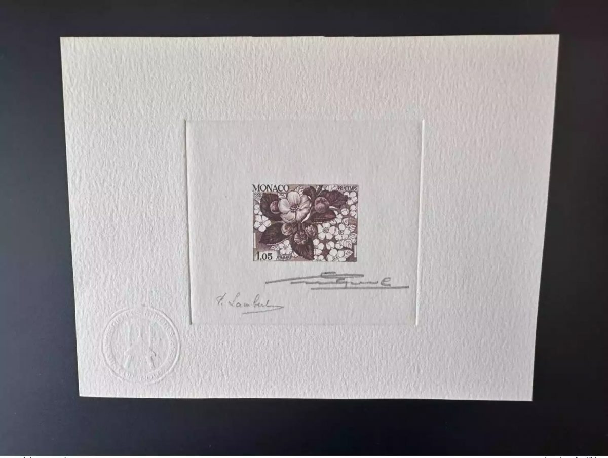 Monaco 1983 YT 78 Vorausentwertung Künstlerprobe Frühling Apfelbaum