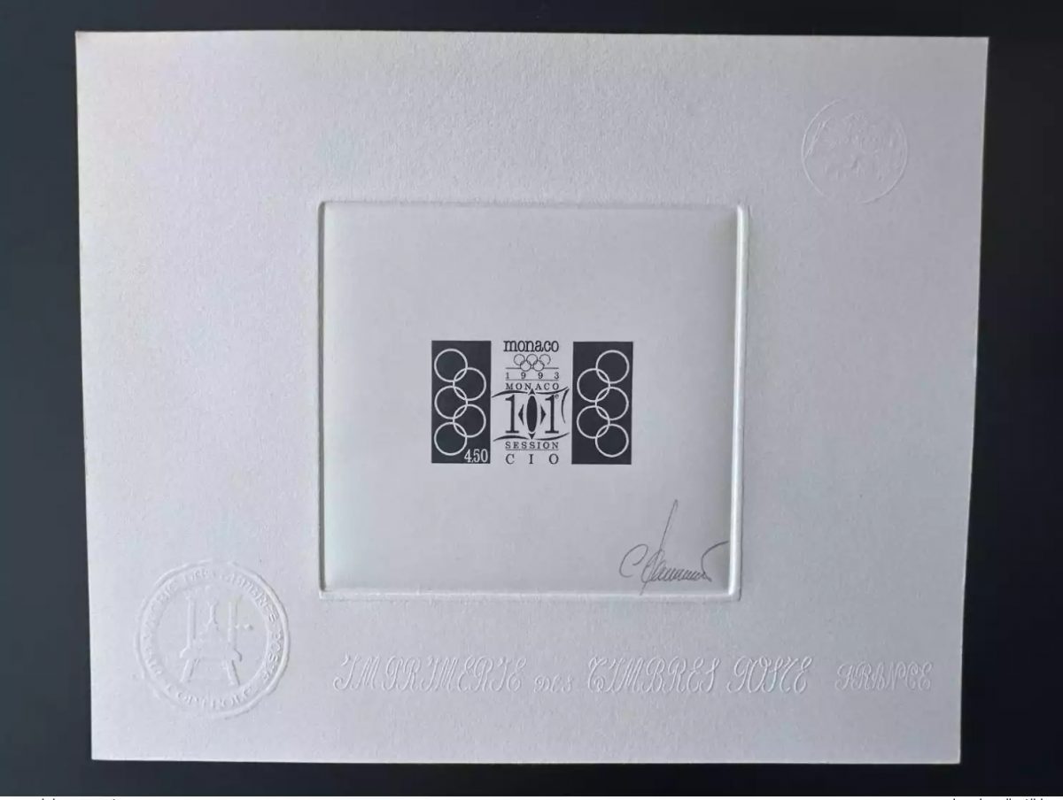Monaco 1993 YT 1903 Artist's proof | International Olympic Committee IOC JO