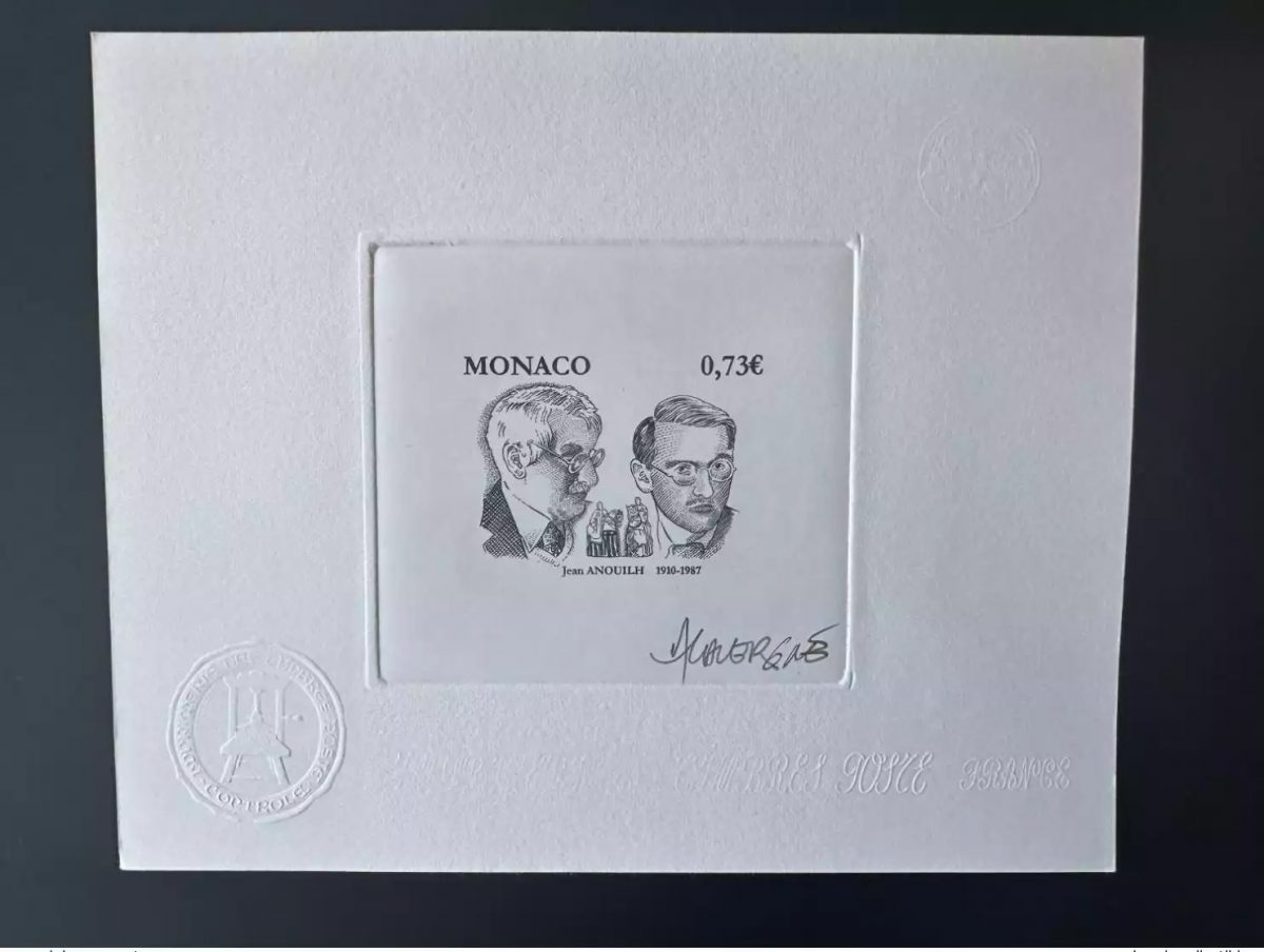 Monaco 2017 YT 2713 Epreuve d'artiste  Jean Anouilh théâtre Theater Art Kunst