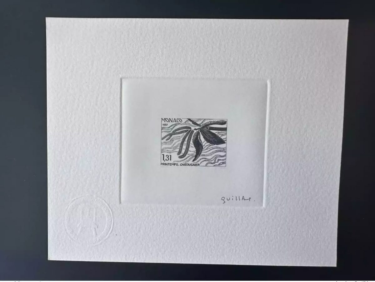 Monaco 1987 YT 95 Vorausentwertung Künstlerprobe Frühling Kastanienbaum