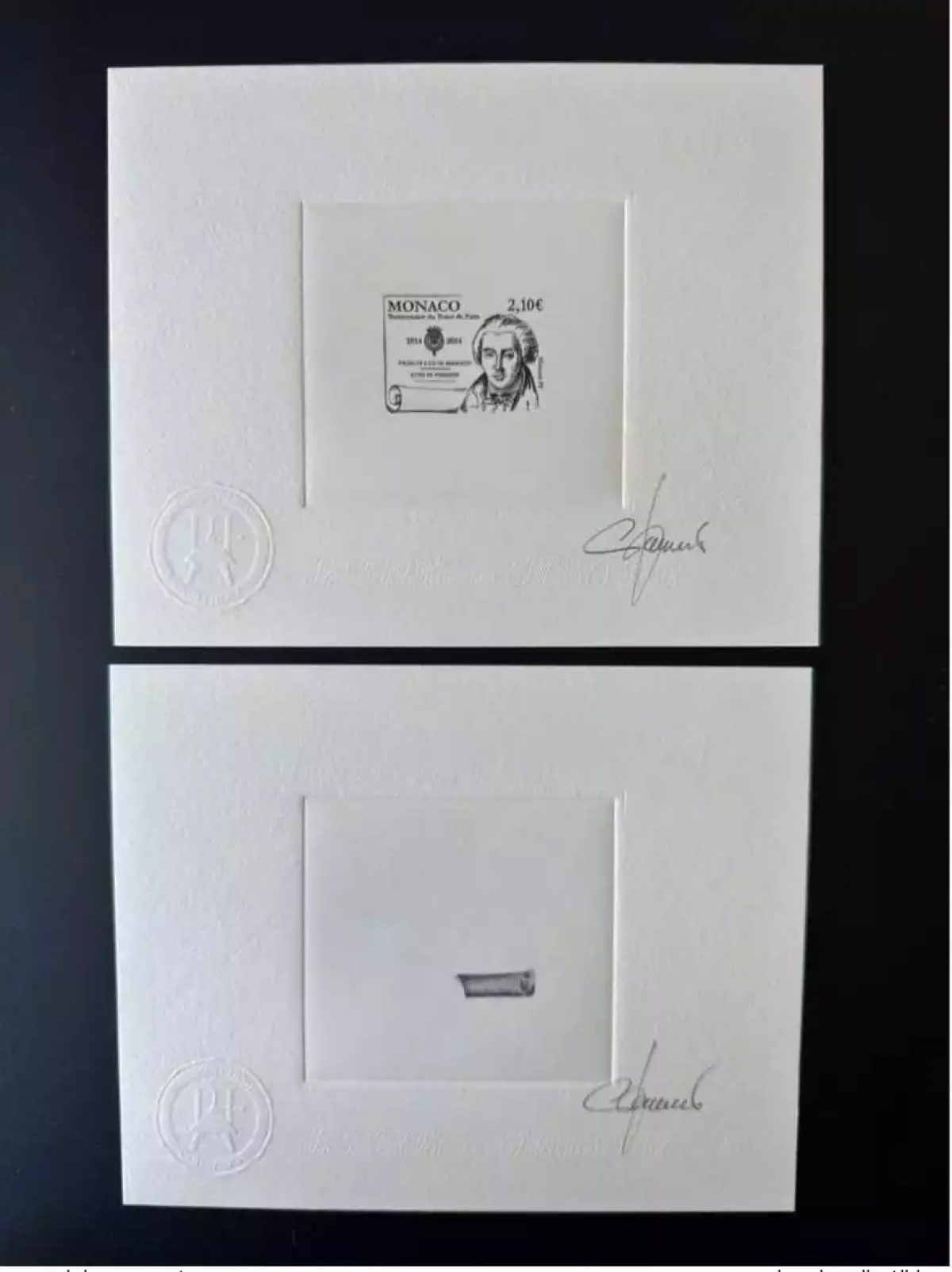 Monaco 2014 YT 2930 Epreuve d'artiste Bicentenaire Traité Paris Honoré IV Prince