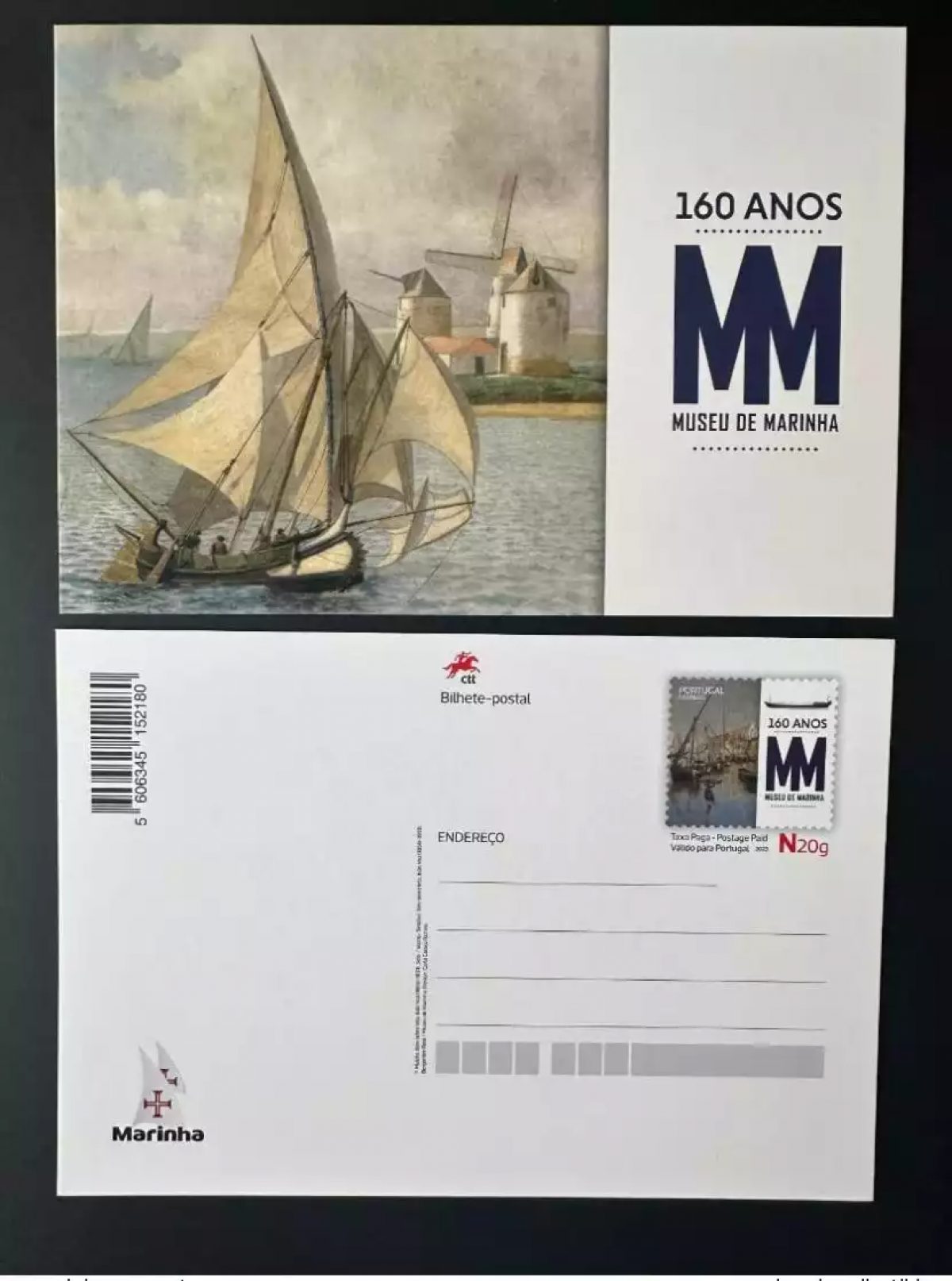 Portugal 2023 Entier Postal Inteiro 160 Anos Museu de Marinha Navy Marine Barco
