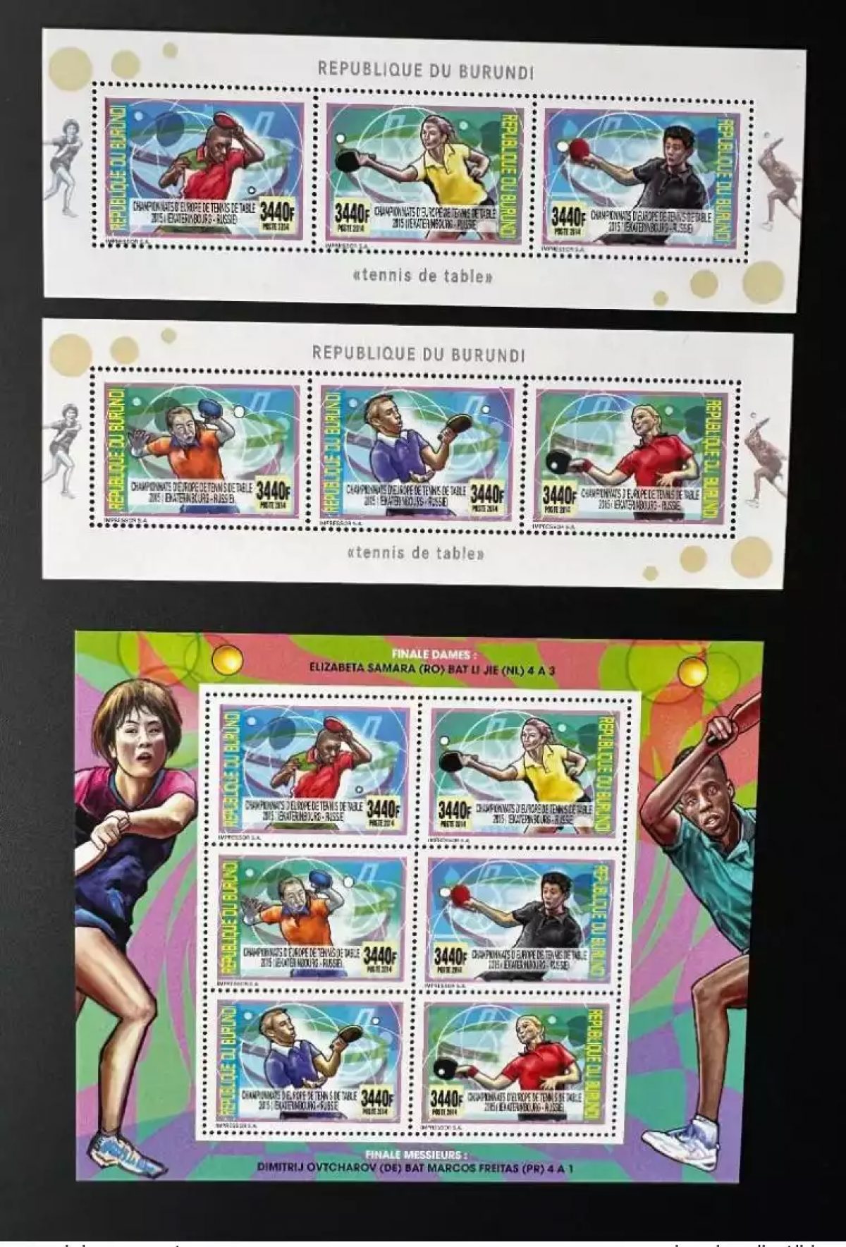 Burundi 2014 / 2015 Mi. 3489 - 3494 Bl. 510 - 511 Tennis de Table Ping Pong