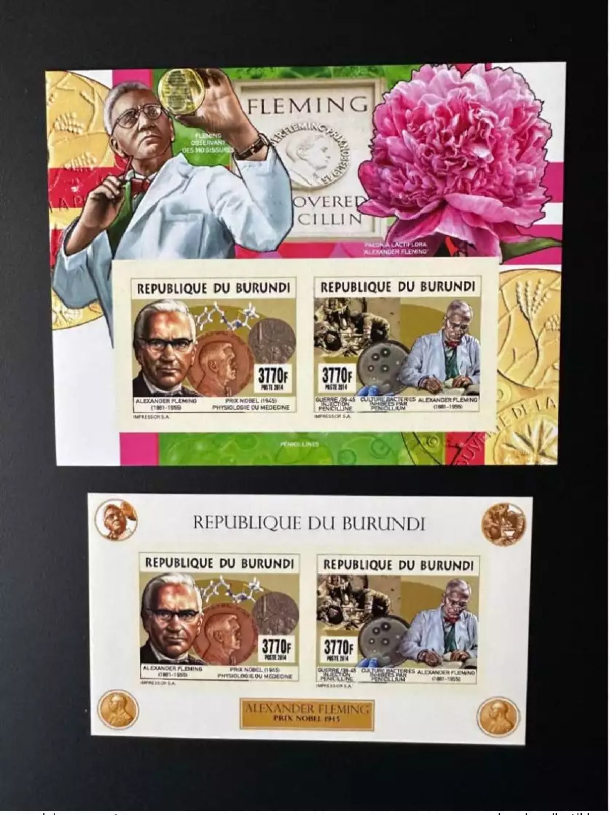 Burundi 2014 / 2015 Mi. 3530 - 3531 Bl. 527 - 528 ND IMPERF Alexander Fleming