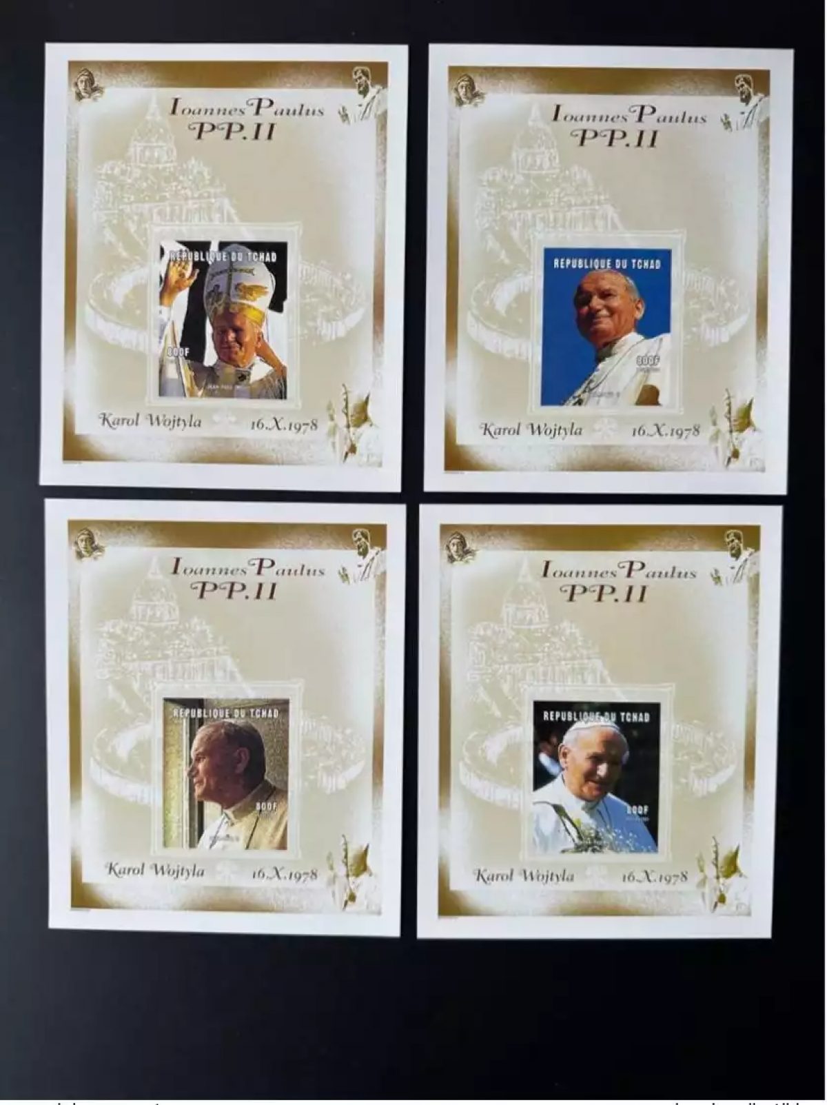 Tchad 2001 Mi. Bl. Q 318 A-T 318 B ND Imperf Pape Jean-Paul II pope Papst