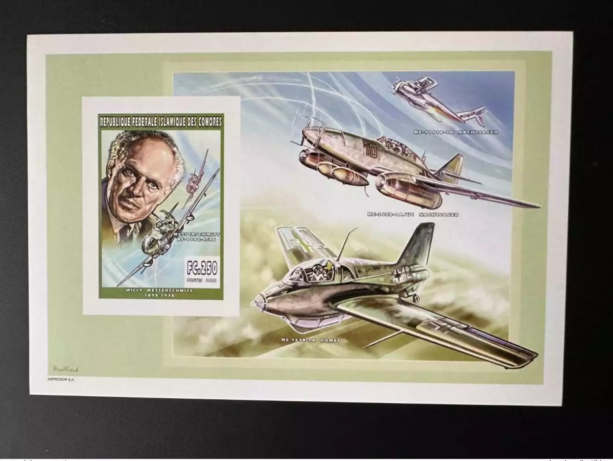 Comoros 1999 YT 1115 IMPERF Luxury Block Willy Messerschmitt Avion Airplane