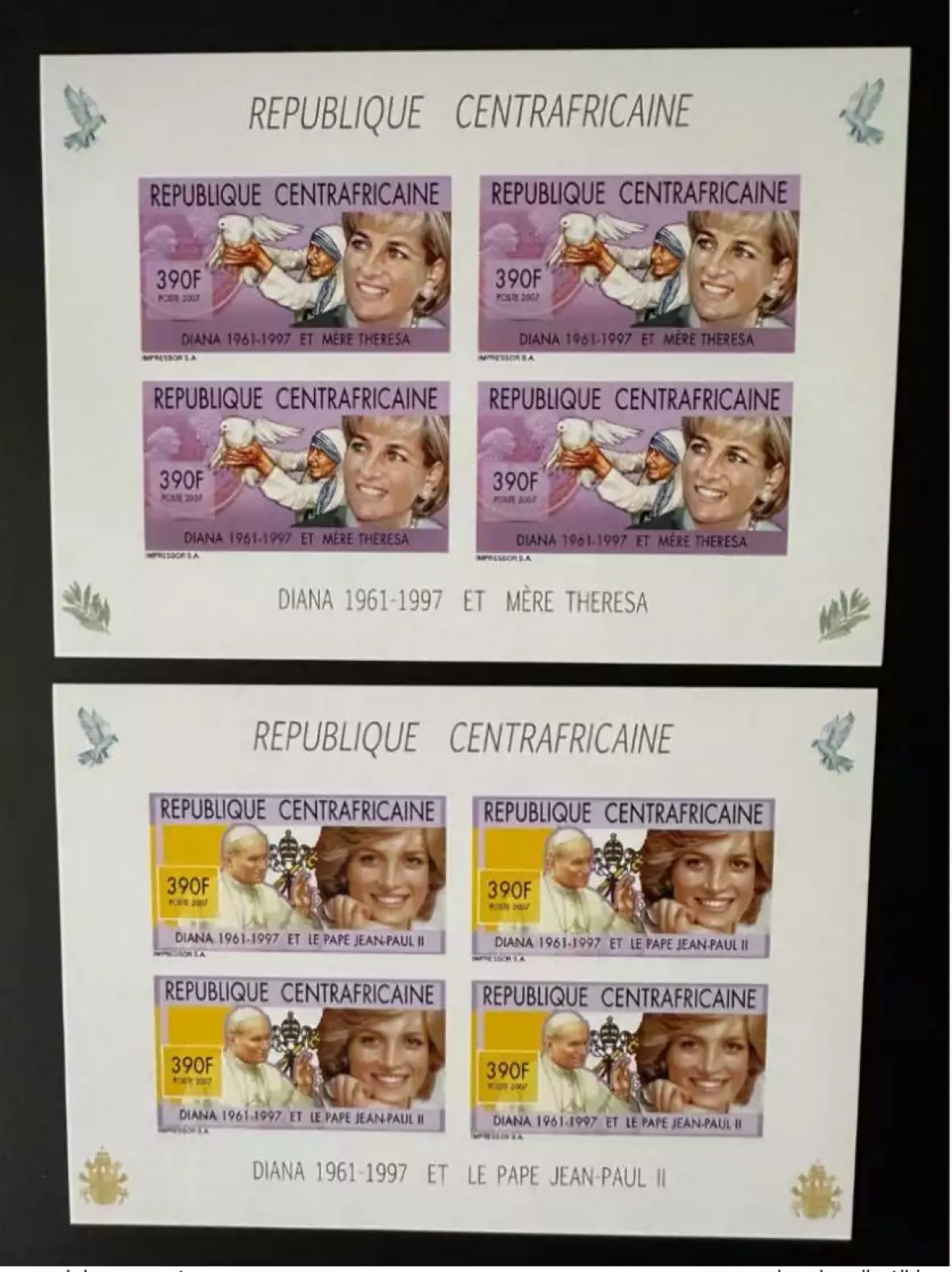 Centrafricaine 2007 Mi. 2944 - 2945 ND Pape Jean Paul II Papst Pope John Diana