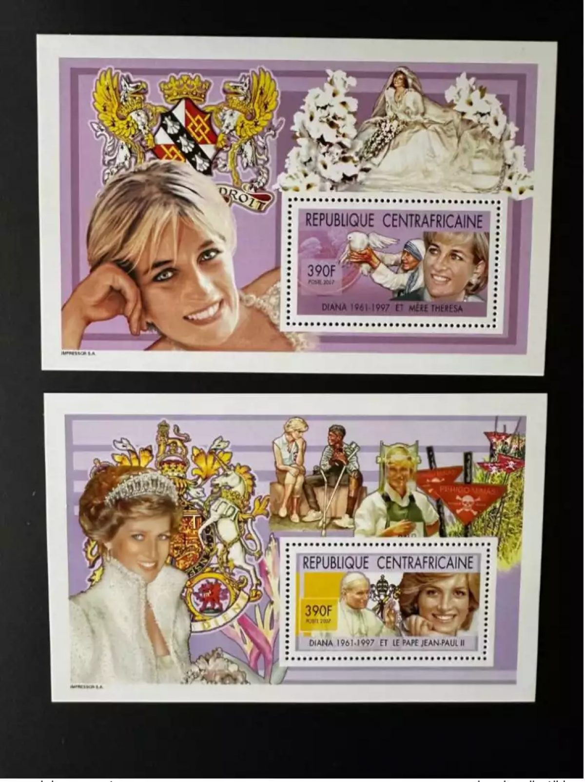 Centrafricaine 2007 Mi. Bl. 689 - 690 Pape Jean Paul II Papst Pope John Teresa