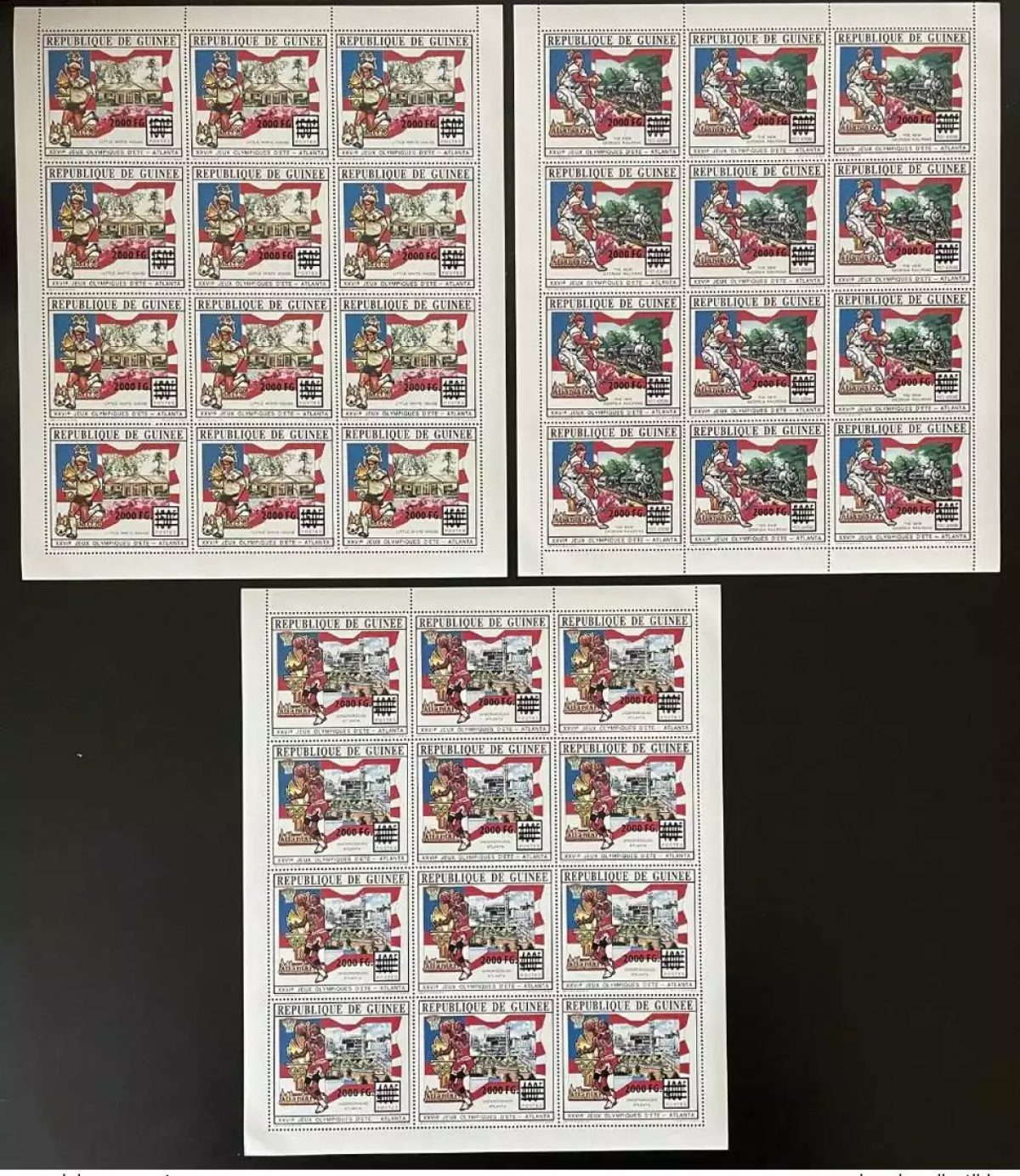 Guinea 2009 Mi. 6726 - 6728 Overloaded JO Atlanta 1996 Basketball sheets