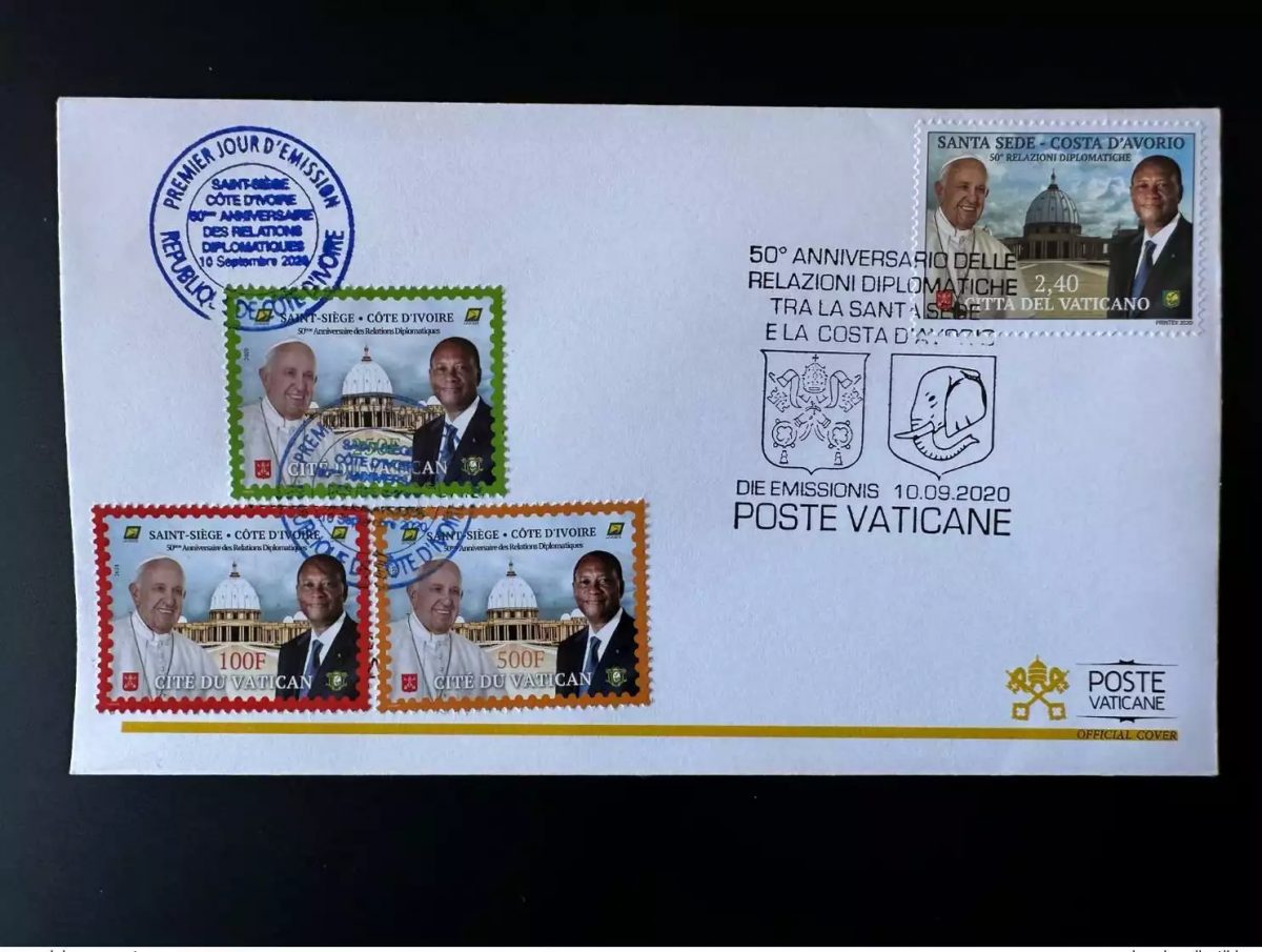 Elfenbeinküste 2020 FDC Gemeinschaftsausgabe 50J. Vatikan Papst Präsident