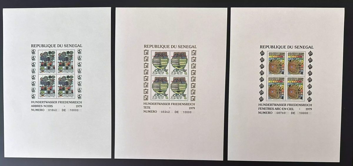 Senegal 1979/1980 Mi. Bl. 34-36 Blocks Friedensreich Hundertwasser MNH**SELTEN