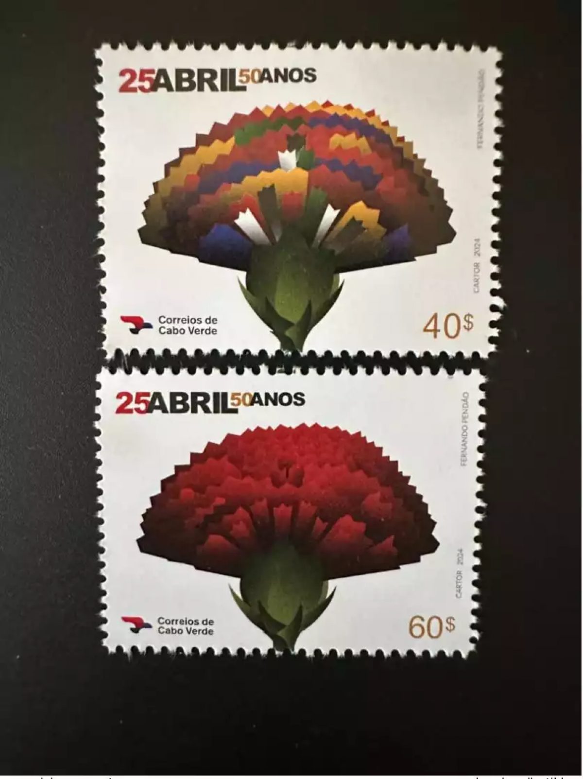 Cap Vert 2024 25 Abril 50 Anos Joint issue émission commune fleur flower Blume
