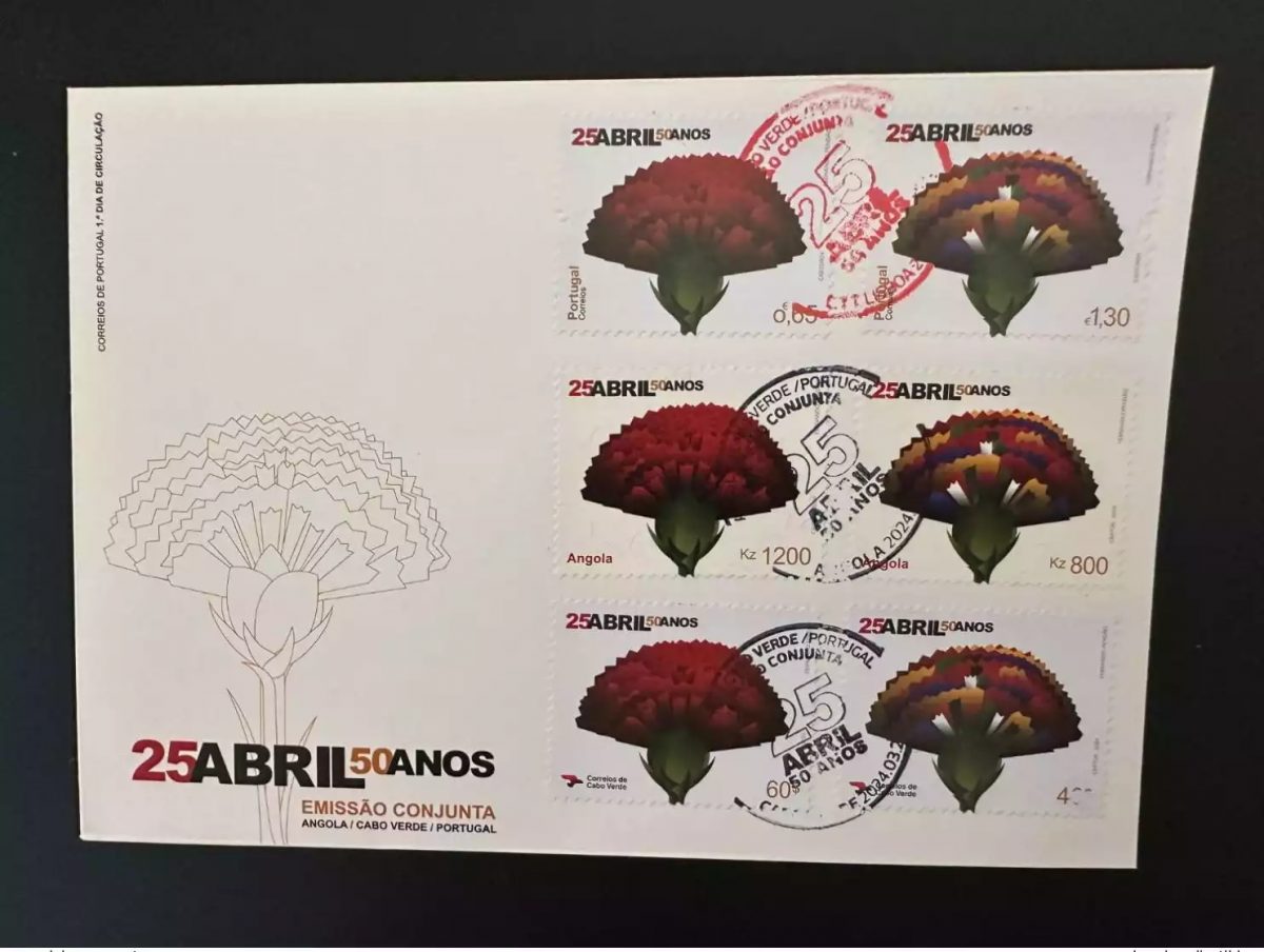 Portugal Angola Cabo Verde 2024 mixed FDC 25 Abril émission commune fleur