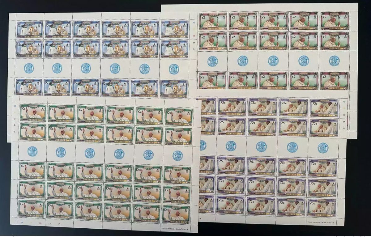 Belize 1983 Mi. 724 - 728 planche Pape Jean-Paul II Papst Johannes Pope John