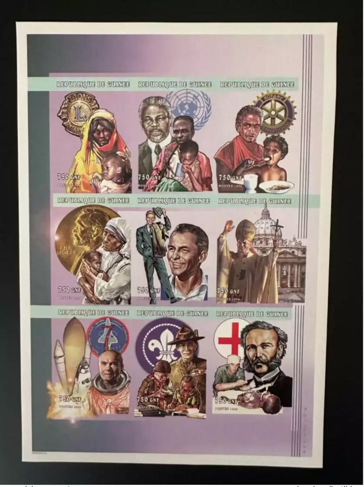 Guinée 1998 / 1999 Mi. 2213 - 2221 ND Pape Jean Paul II Lions Rotary Dunant