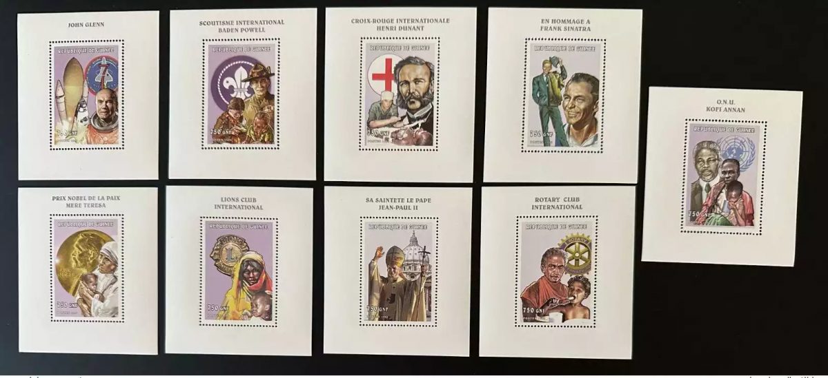 Guinée 1998 / 1999 Mi. Bl. A-I 569 Pape Jean Paul II Lions Rotary Dunant Space