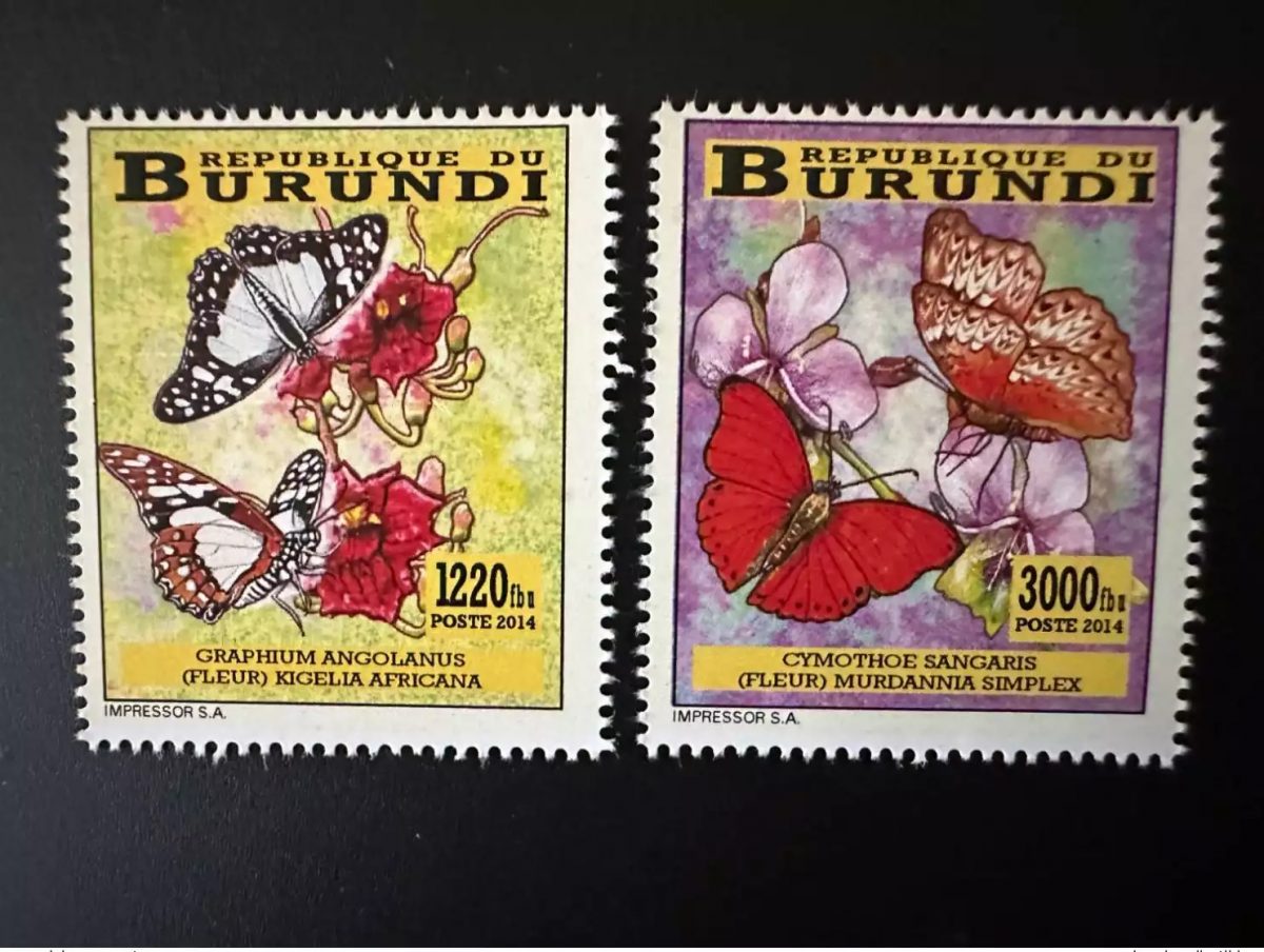Burundi 2014 Mi. ? Papillon Butterfly Schmetterling Fleur Flower local values