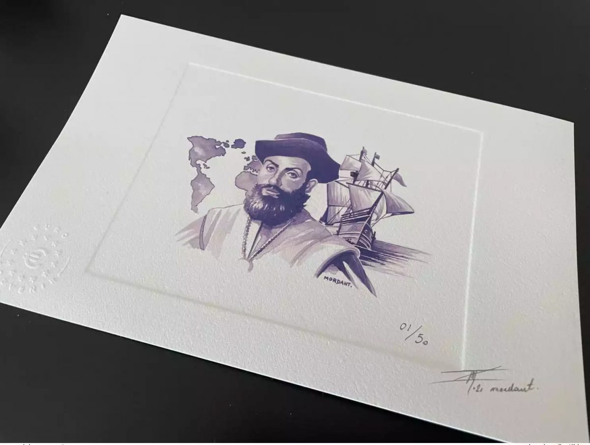 Billet Souvenir Epreuve d'artiste "Fernão de Magalhães" numérotée et signée