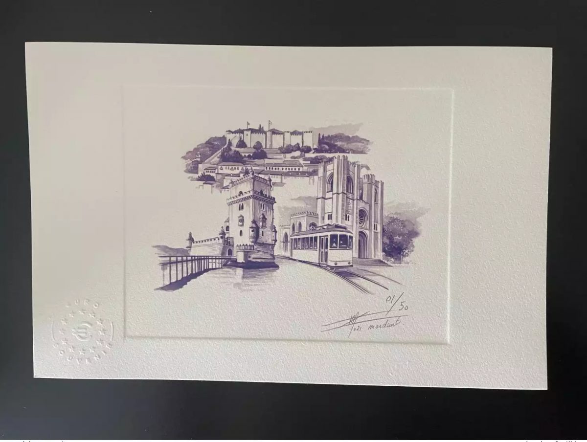 Billet touristique Souvenir Epreuve d'artiste "Lisboa" numérotée et signée