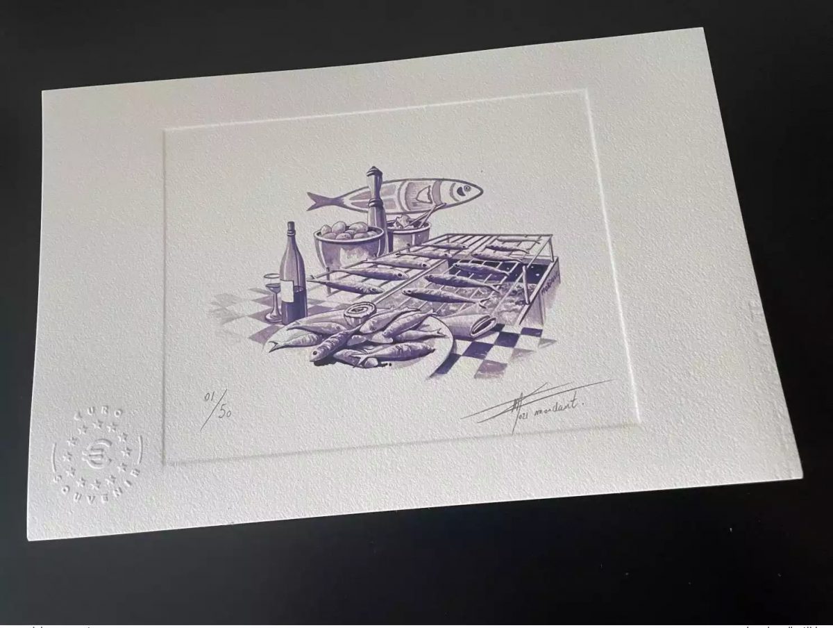 Billet touristique Souvenir Epreuve d'artiste "Sardinhas" numérotée et signée