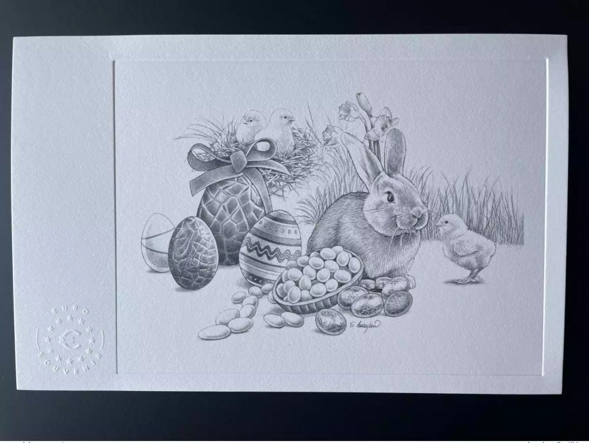 Billet touristique Souvenir Epreuve d'artiste "Pâques / lapin"