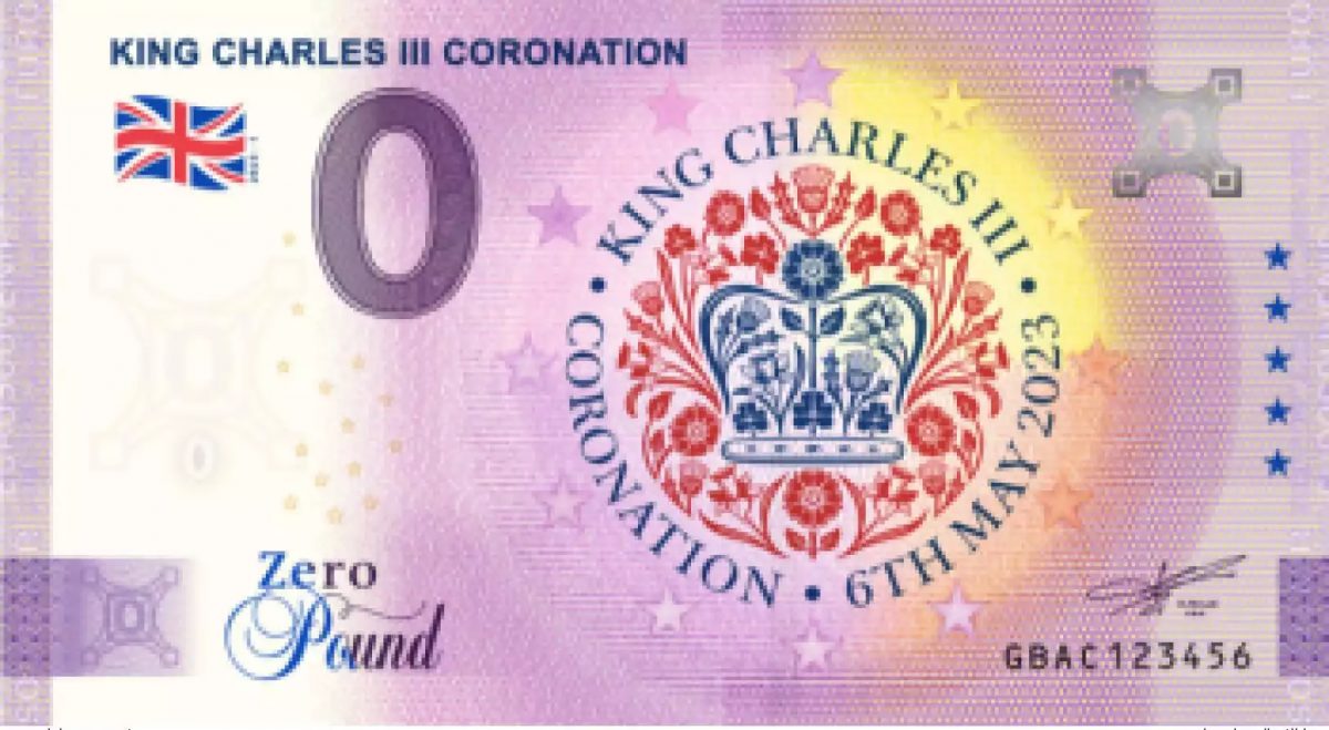 Billet touristique Souvenir 2023 £0 Angleterre King Charles III Coronation