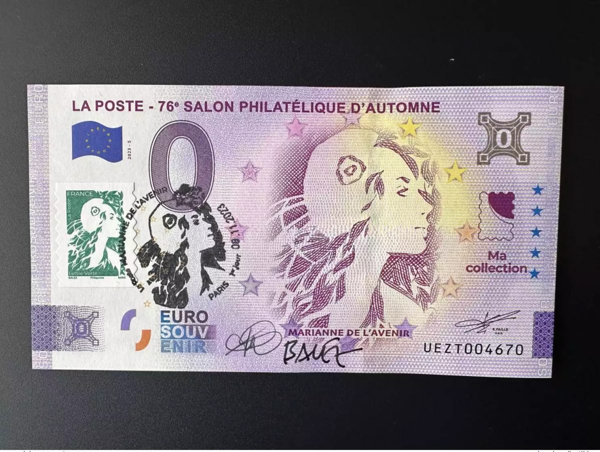 Billet Souvenir 2023 France La Poste Salon d'Automne timbré signé Balez Bara