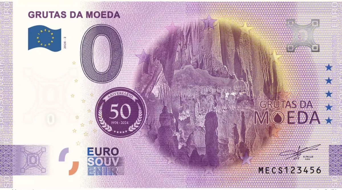 Billet touristique Souvenir 2024 Portugal Grutas da Moeda