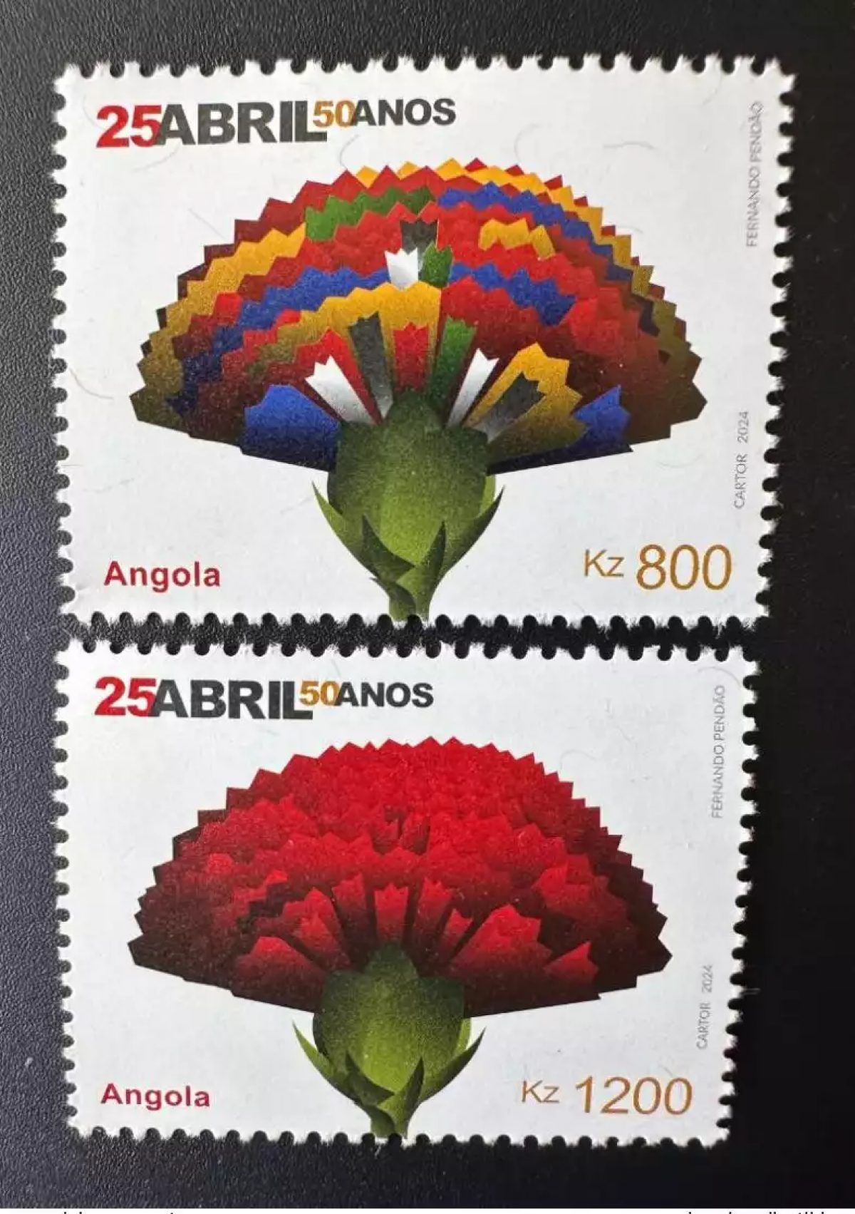 Angola 2024 Mi. ? 25 Abril 50 Anos Joint issue émission commune fleur flower