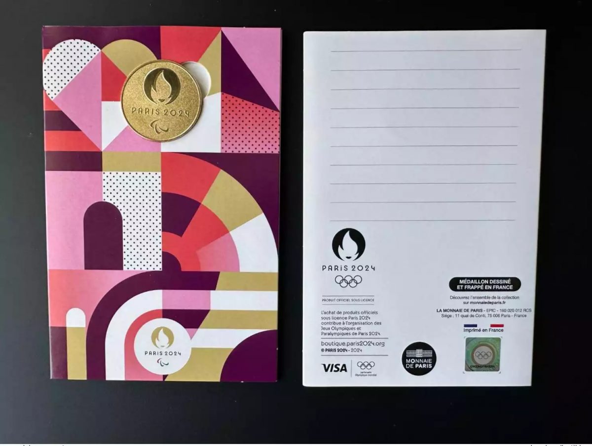 Paris 2024 Olympische Spiele Frankreich Touristenjeton rosa Kartelette