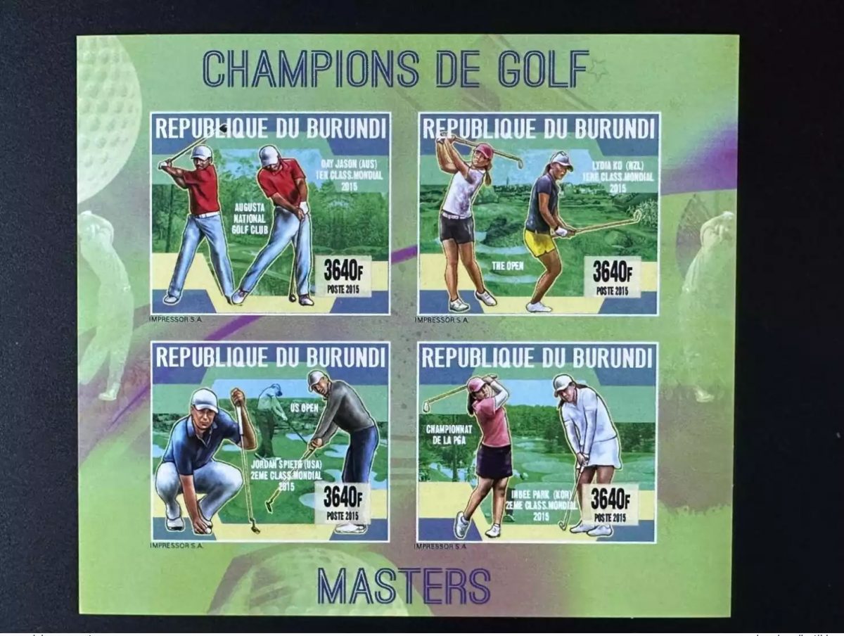 Burundi 2015 / 2016 Mi. 3602 - 3605 ND IMPERF Champions de Gold Masters US Open