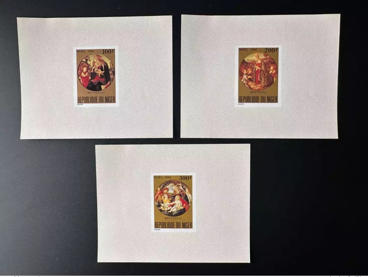 Niger 1983 Mi. 779 - 781 blocs luxe ND Noël Christmas Art Painting Botticelli