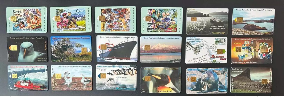 Collection 18 télécartes TAAF bel état Otarie Dufresne Astrolabe Albatros