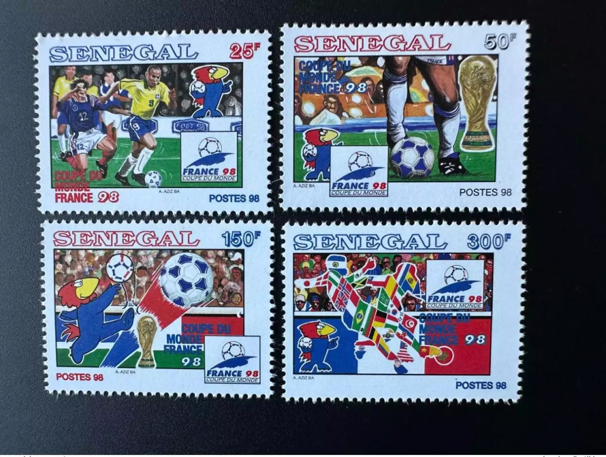 Sénégal 1998 Mi. 1559 - 1562 FIFA Football Coupe du Monde 98 France Footix