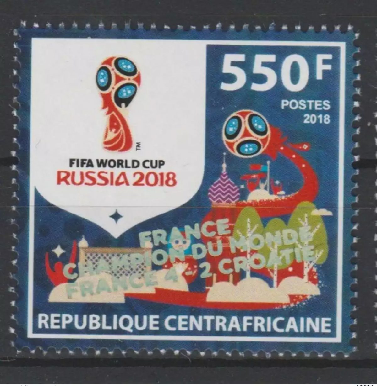 Zentralafrika 2018 Aufdr. FRANCE FIFA WM Russland Fußball