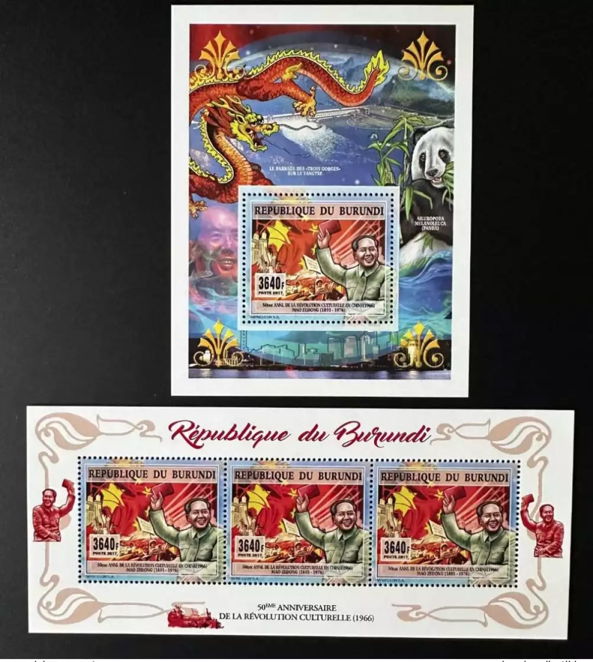 Burundi 2017 Mi. ? Mao Zedong Tsé-Tung Chine China Panda faune Dragon Revolution