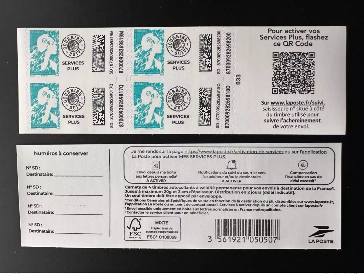 France 2024 Carnet 4 TP Marianne de l'Avenir Services Plus Adhesive 25000ex