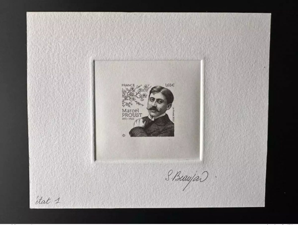 France 2022 YT 5615 Epreuve d'artiste Proof ETAT Marcel Proust noir black