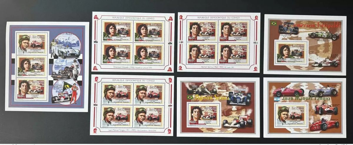 Congo  2012 Mi. 2143 - 2145 Bl. 485 - 487 Formule 1 Ferrari Senna Fangio Voiture